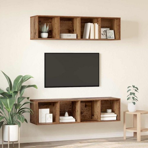 TV-møbelsæt med opbevaring 2 stk Gammelt træ 37 x 37 x 142.5 cm