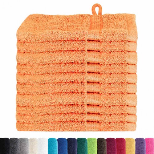 Vaskeklude 10 stk Orange 15 x 21 cm Bomuld