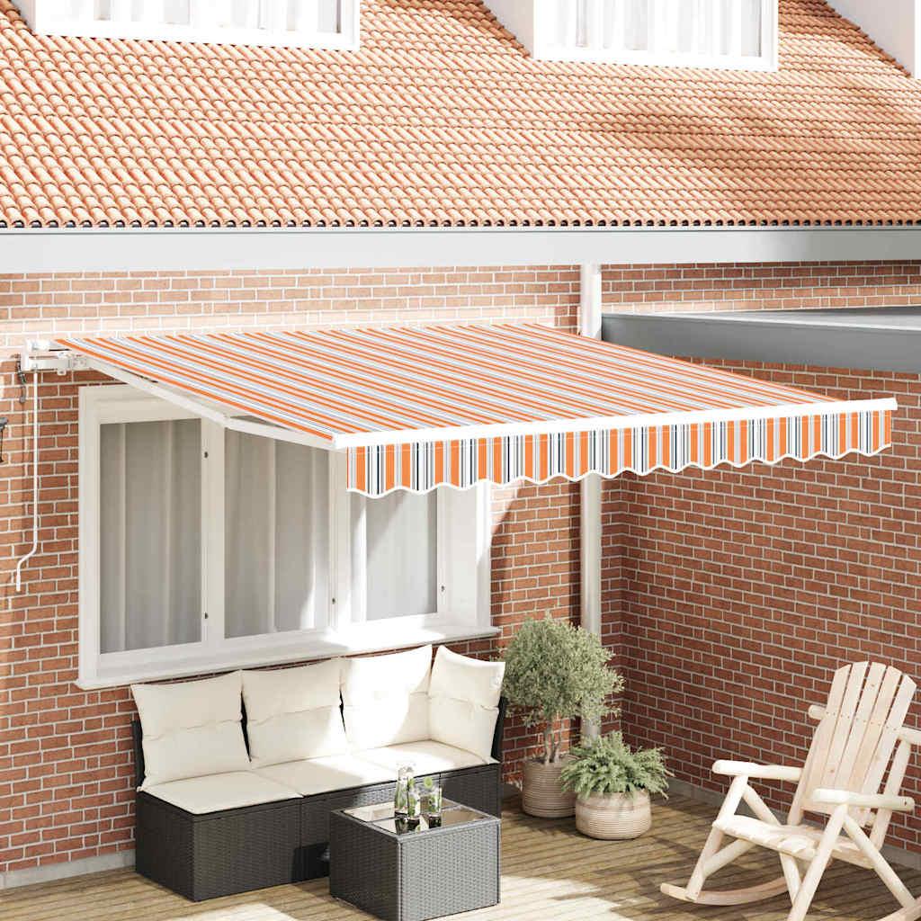 Udtrækkelig markise 300 × 250 cm - flerfarvet stribet, stof og aluminium billede