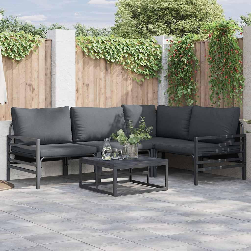 Havesofa Sæt med pude 4 stk Antracit Stål billede