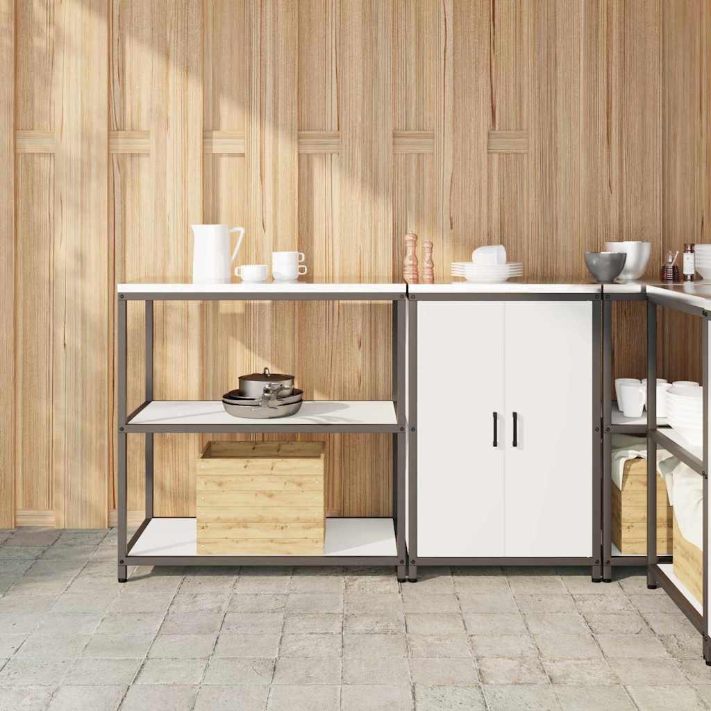Køkkenopbevaringssæt med hylde med opbevaring med dør Indstillelig 2 stk Hvid 150 x 50 x 92 cm