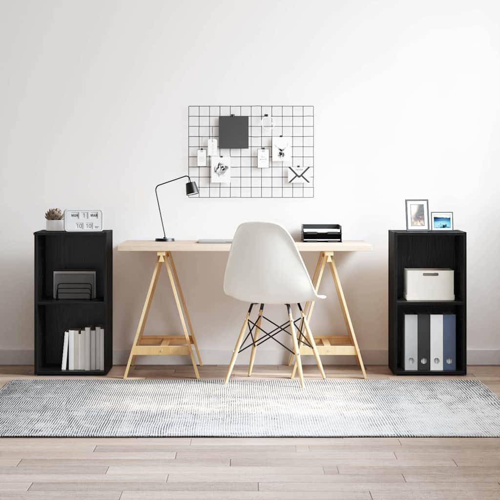 TV-møbelsæt 2 stk Sort eg 37 x 35 x 107 cm Konstrueret træ