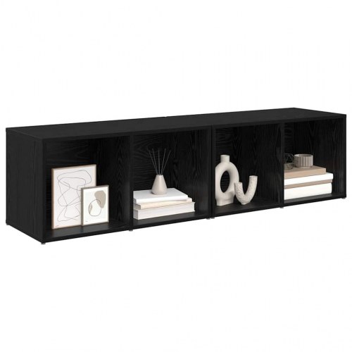 TV-møbelsæt 2 stk Sort eg 37 x 35 x 107 cm Konstrueret træ
