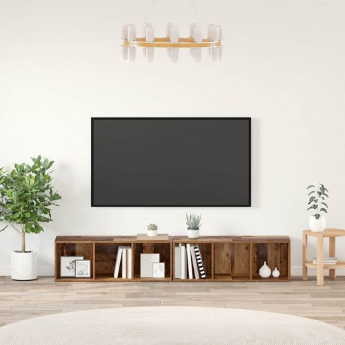 TV-møbelsæt 2 stk Gammelt træ 37 x 35 x 107 cm Konstrueret træ