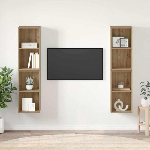 Væg TV Skab med hylde med opbevaring 4 stk Artisan egetræ 37 x 37 x 72 cm