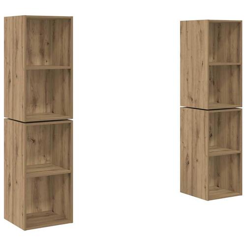 Væg TV Skab med hylde med opbevaring 4 stk Artisan egetræ 37 x 37 x 72 cm