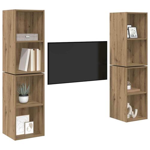 Væg TV Skab med hylde med opbevaring 4 stk Artisan egetræ 37 x 37 x 72 cm