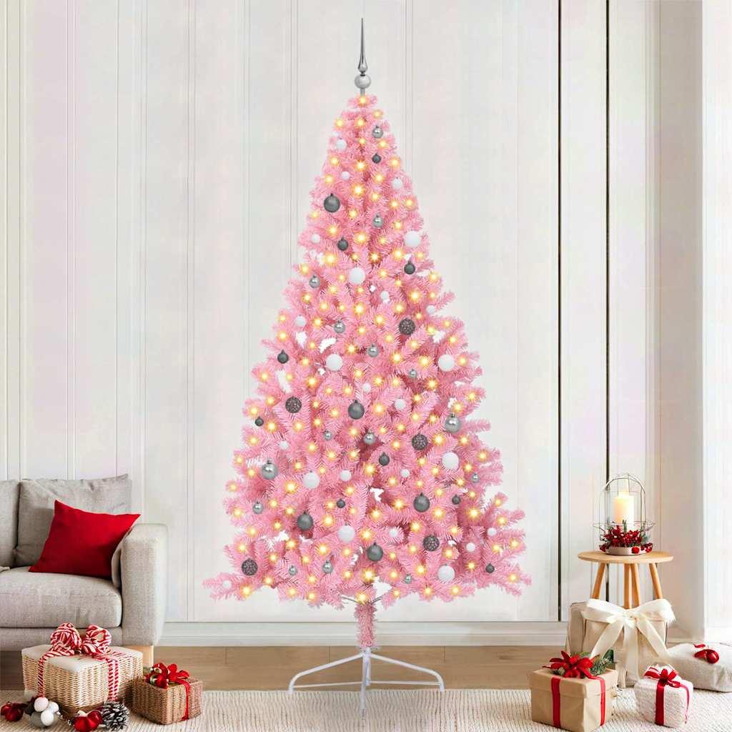 Kunstigt Halv Juletræ Pink 240 cm PVC