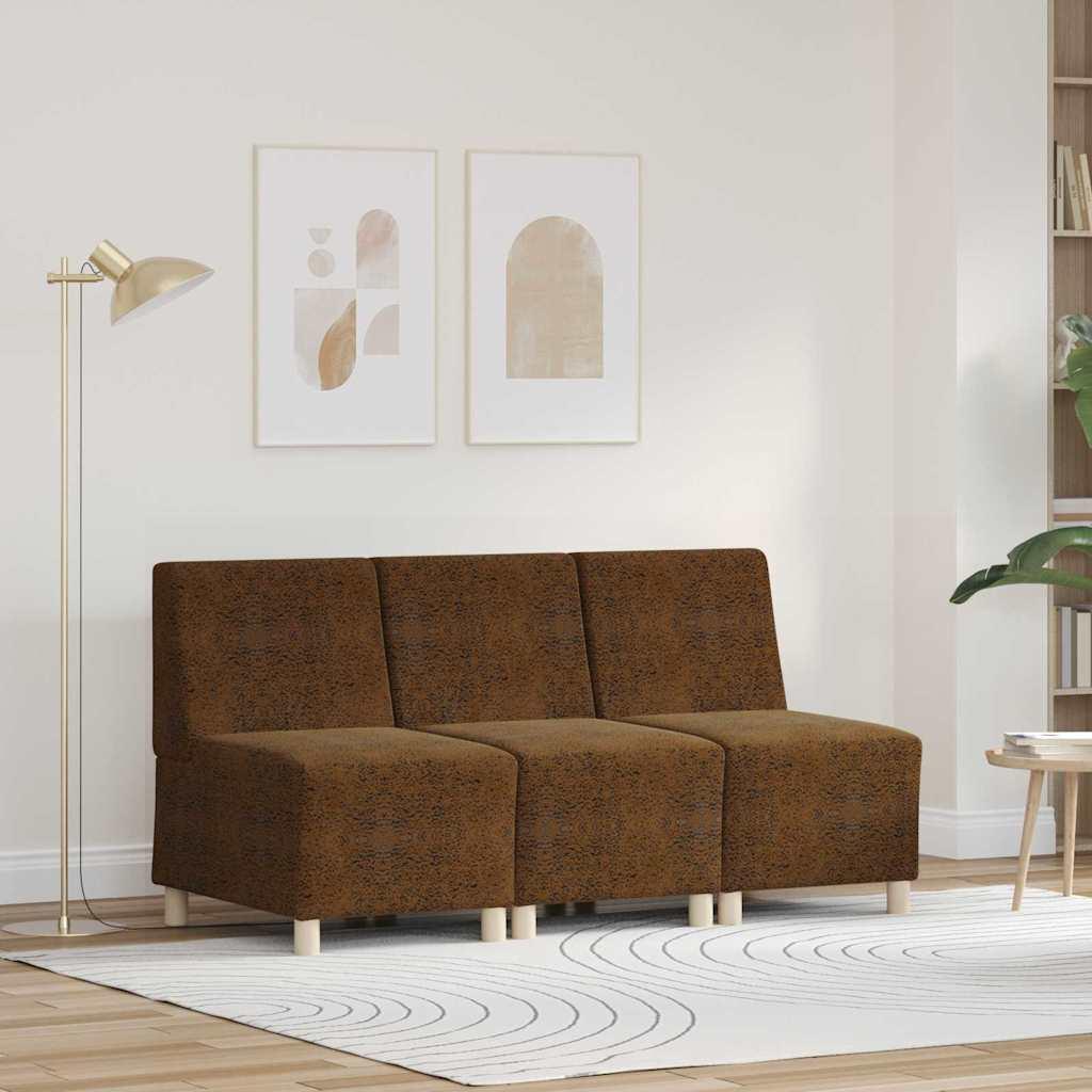 Modulsofa Enhed Uden Arme 3 Dele Brun 55 X 74 X 82 Cm