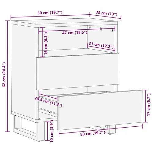 Sengeborde med skuffe Hvid og sort 50 x 33 x 60 cm