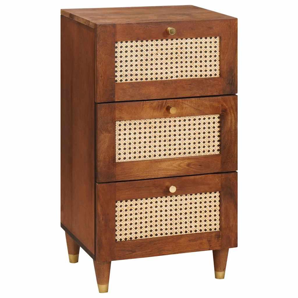 Sidebord Brun 40 x 33.5 x 75 cm Rattan og solid mango træ billede