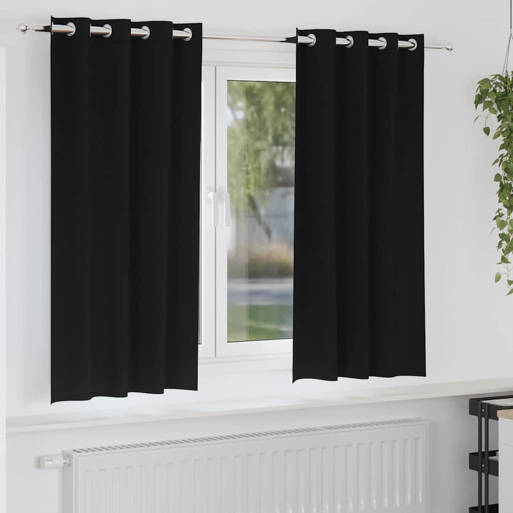 Mørklægningsgardiner Med Ringe 2 Dele 140 X - Sort / 175 cm / Øjer