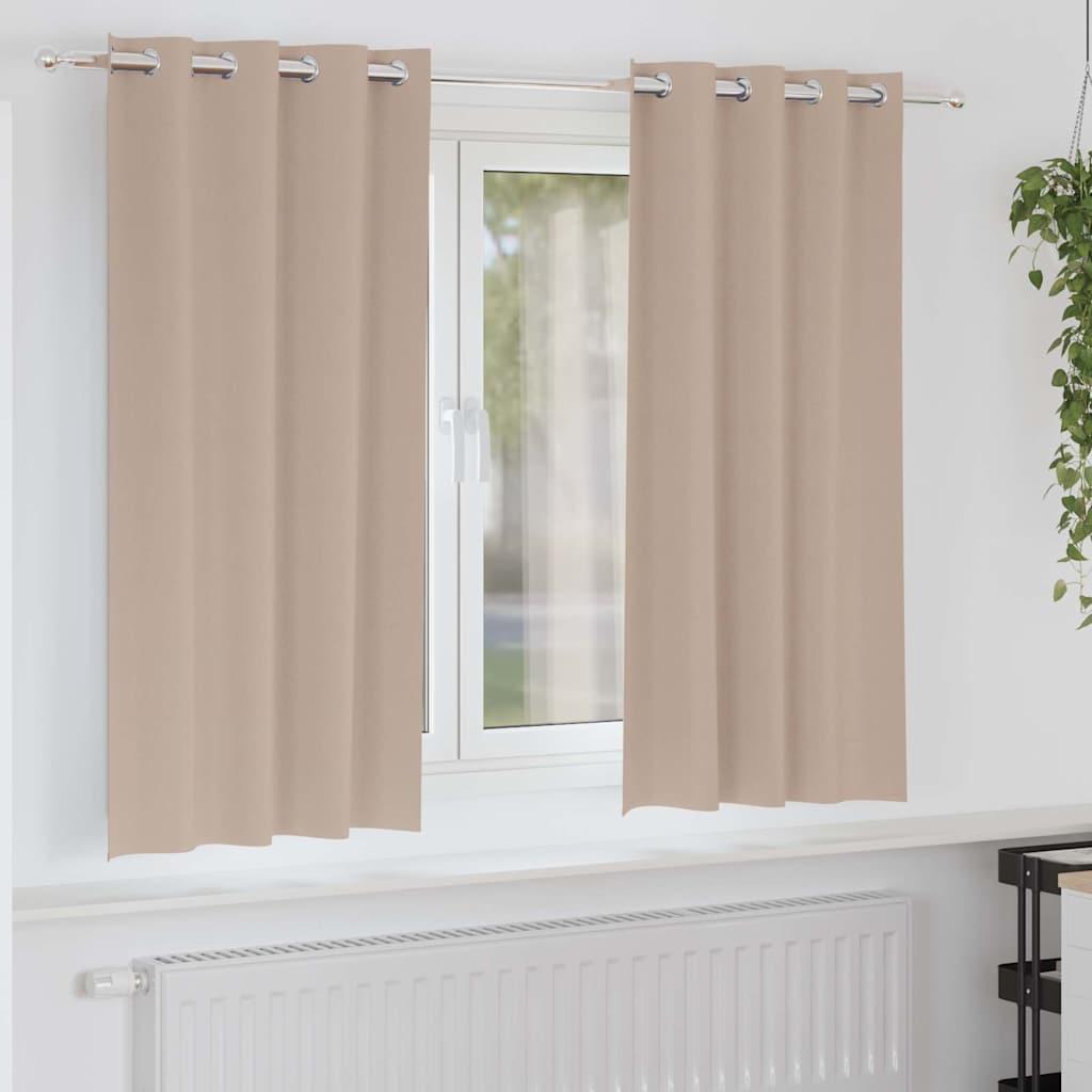 Mørklægningsgardiner med ringe - 2 stk, gråbrun, 175 × 140 cm billede