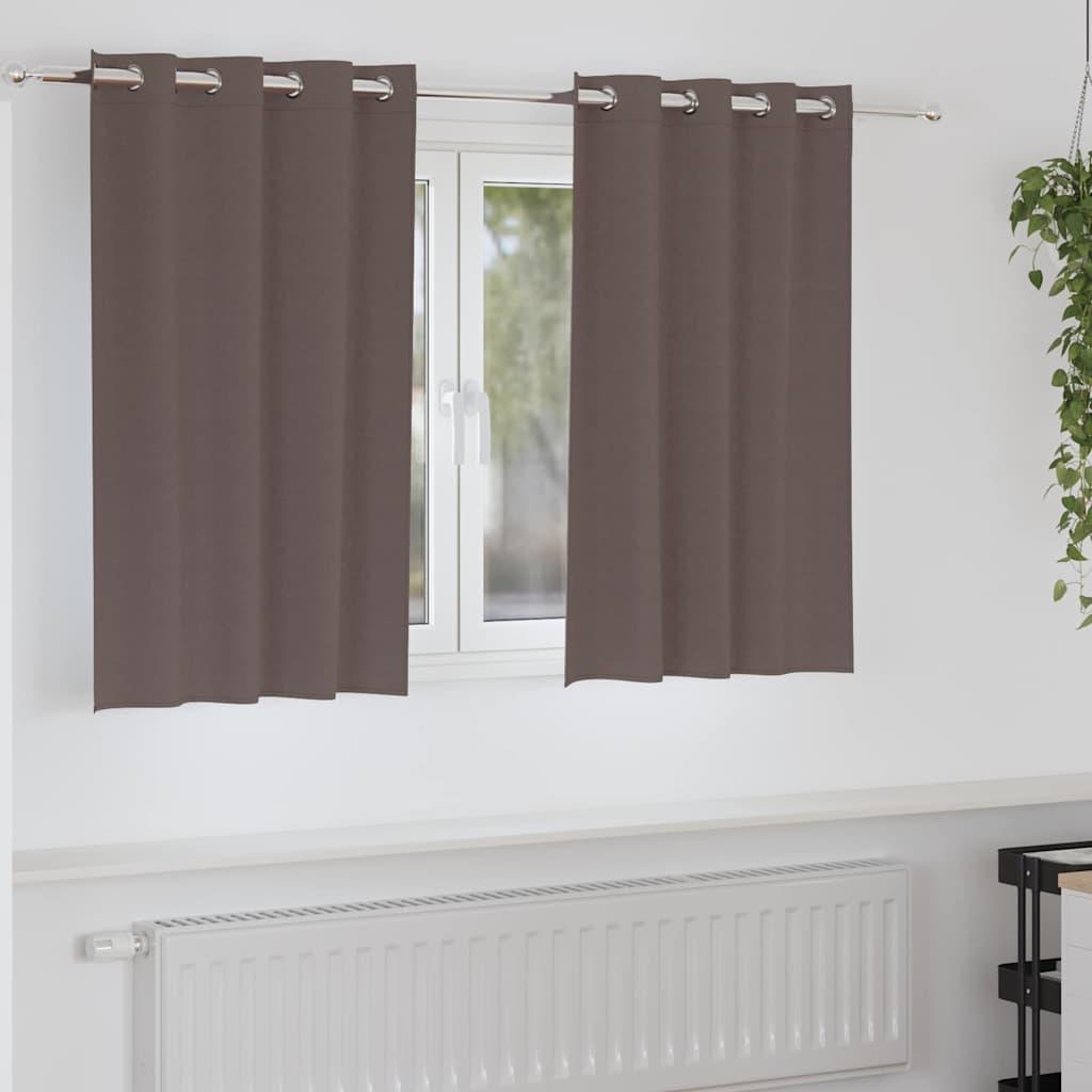 Mørklægningsgardiner Med Ringe 2 Dele 140 X - Mørkebrun / 140 cm / Øjer