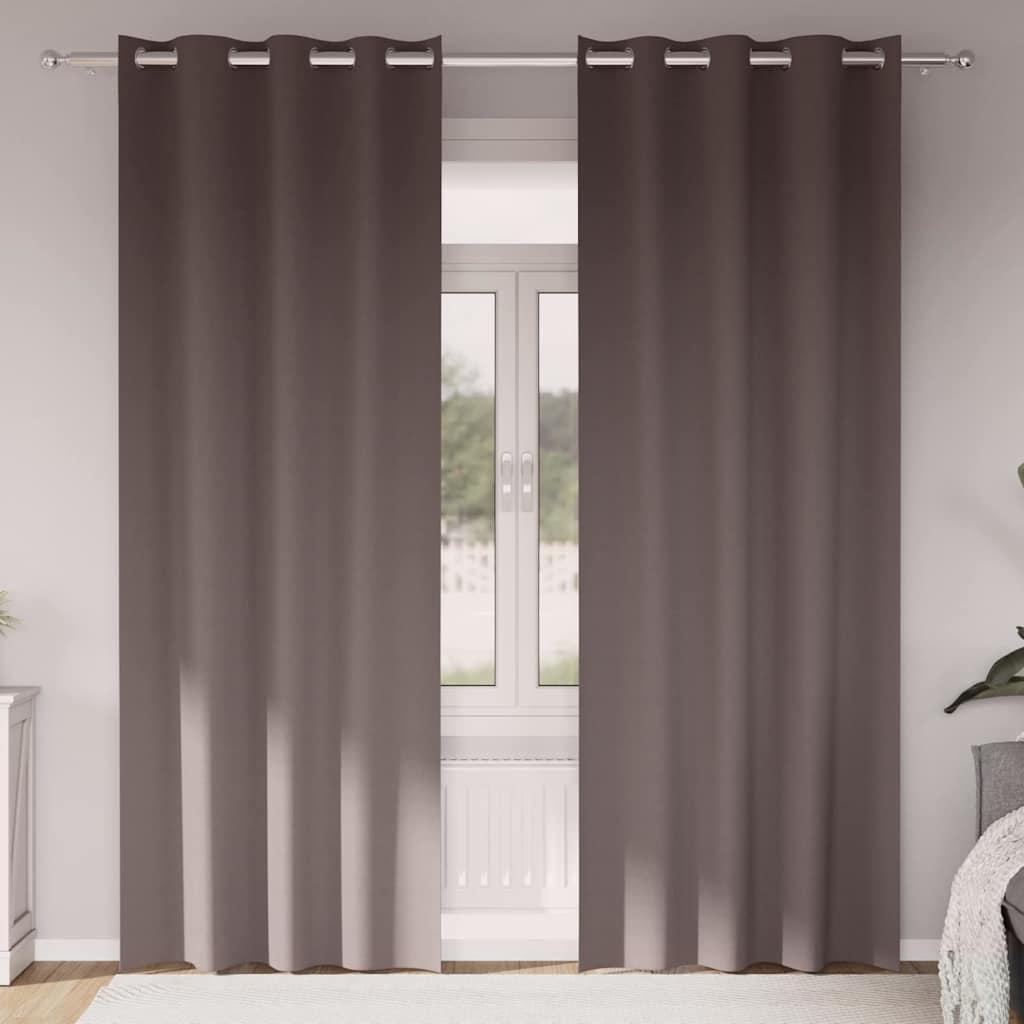 Mørklægningsgardiner Med Ringe 2 Dele 140 X - Mørkebrun / 260 cm / Øjer