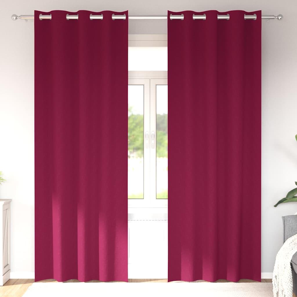 Mørklægningsgardiner Med Ringe 2 Dele 140 X - Vinrød / 225 cm / Øjer