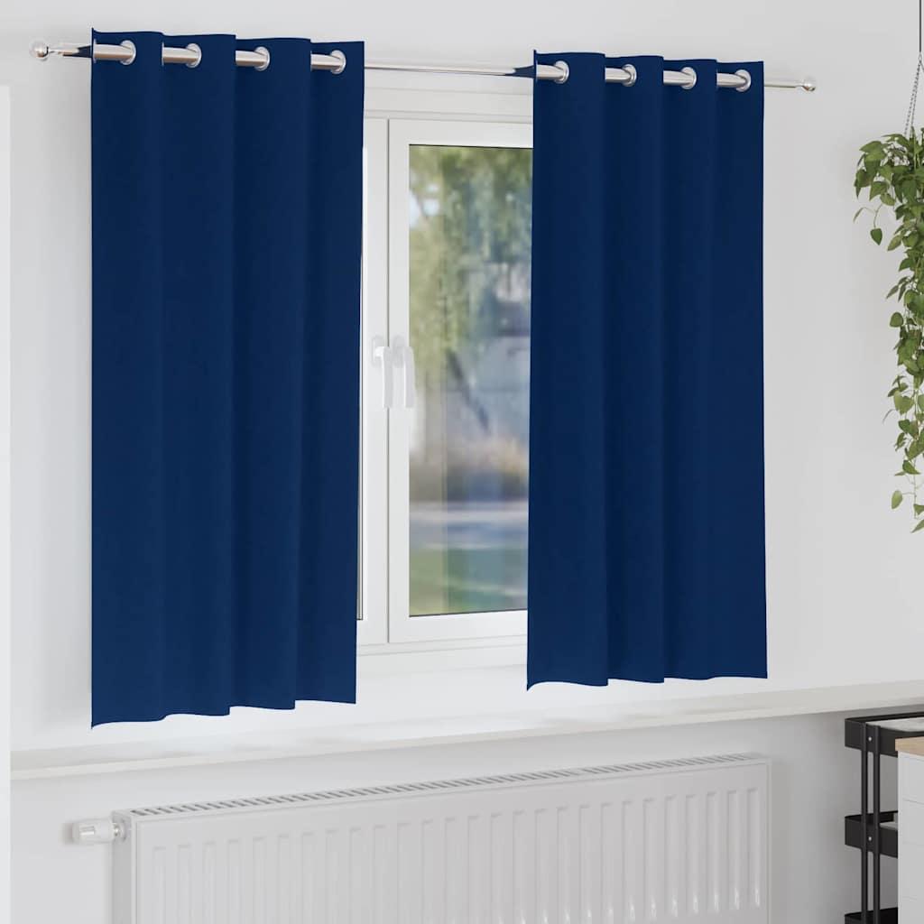 Mørklægningsgardiner Med Ringe 2 Dele 140 X - Mørkeblå / 175 cm / Øjer