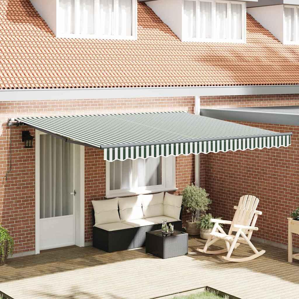 Utrækkelig Markise Grøn og hvid 400 × 300 cm Stof billede