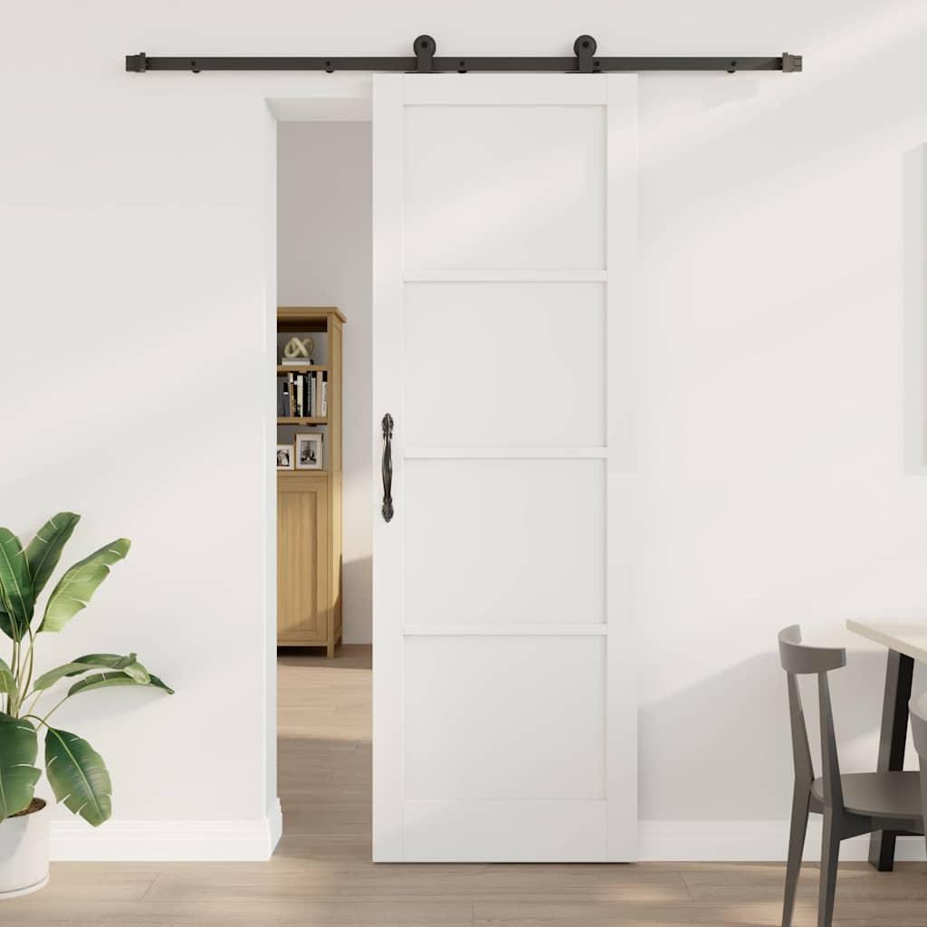 Skydedør med Hardware Sæt Hvid 78x232 cm Solid Furu.&& Indvendig Dør 'ORKDAL'Hvid 78x232x4 cm Solid Furu.