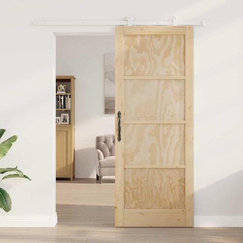 Glidedør med hardware sæt 83x211 cm Solid træ Fyr&& Indvendig dør 'ORKDAL'83x211x4 cm Solid træ Fyr