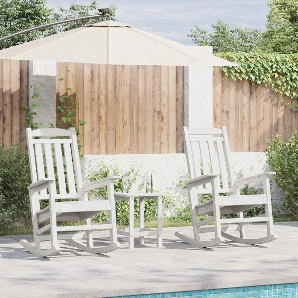 Garden Rocking Chairs 2 stk Hvid 70x92x107.5 cm HDPE&& Garden Rocking Chair Hvid 70x92x108 cm HDPE