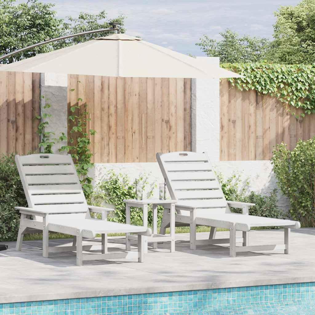 Havemøbler til lounge 2 stk Hvid 53 x 195.5 x 30cm Polyethylen billede