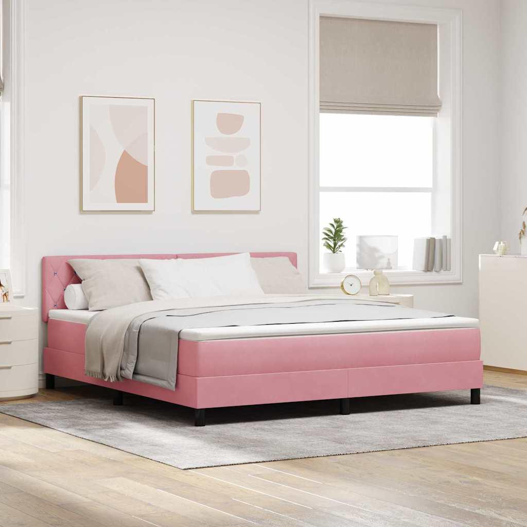 Boxspring Seng med Madras Pink Super King Fløjl