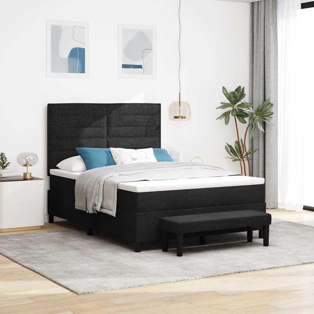 Kontinentalseng med madras Sort 160 x 200 cm Stof billede