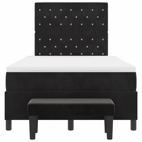 Box Spring Seng med Madras & Bænk Sort 120x190 cm Fløjl