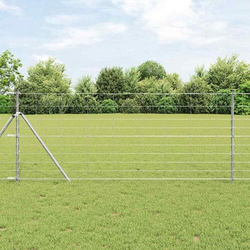 Markhegn 1x25 m Galvaniseret Stål&& Hegn Stænger 13 stk Ø32 mm 150 cm Galvaniseret Stål