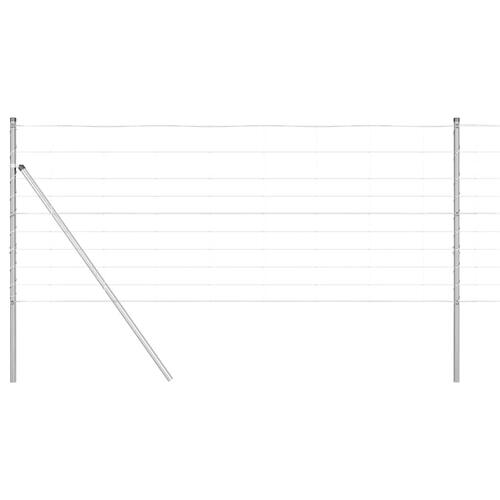 Markhegn 1x25 m Galvaniseret Stål&& Hegn Stænger 13 stk Ø32 mm 150 cm Galvaniseret Stål