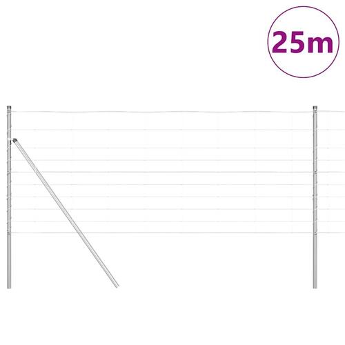 Markhegn 1x25 m Galvaniseret Stål&& Hegn Stænger 13 stk Ø32 mm 150 cm Galvaniseret Stål