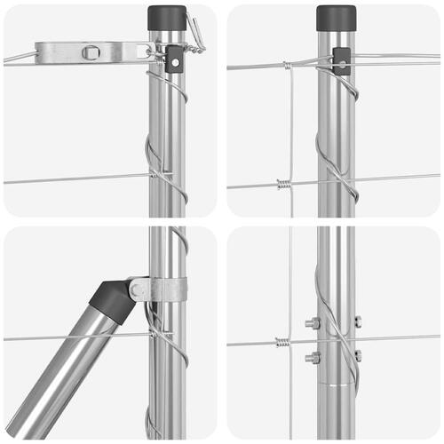 Markhegn 1x25 m Galvaniseret Stål&& Hegn Stænger 13 stk Ø32 mm 150 cm Galvaniseret Stål