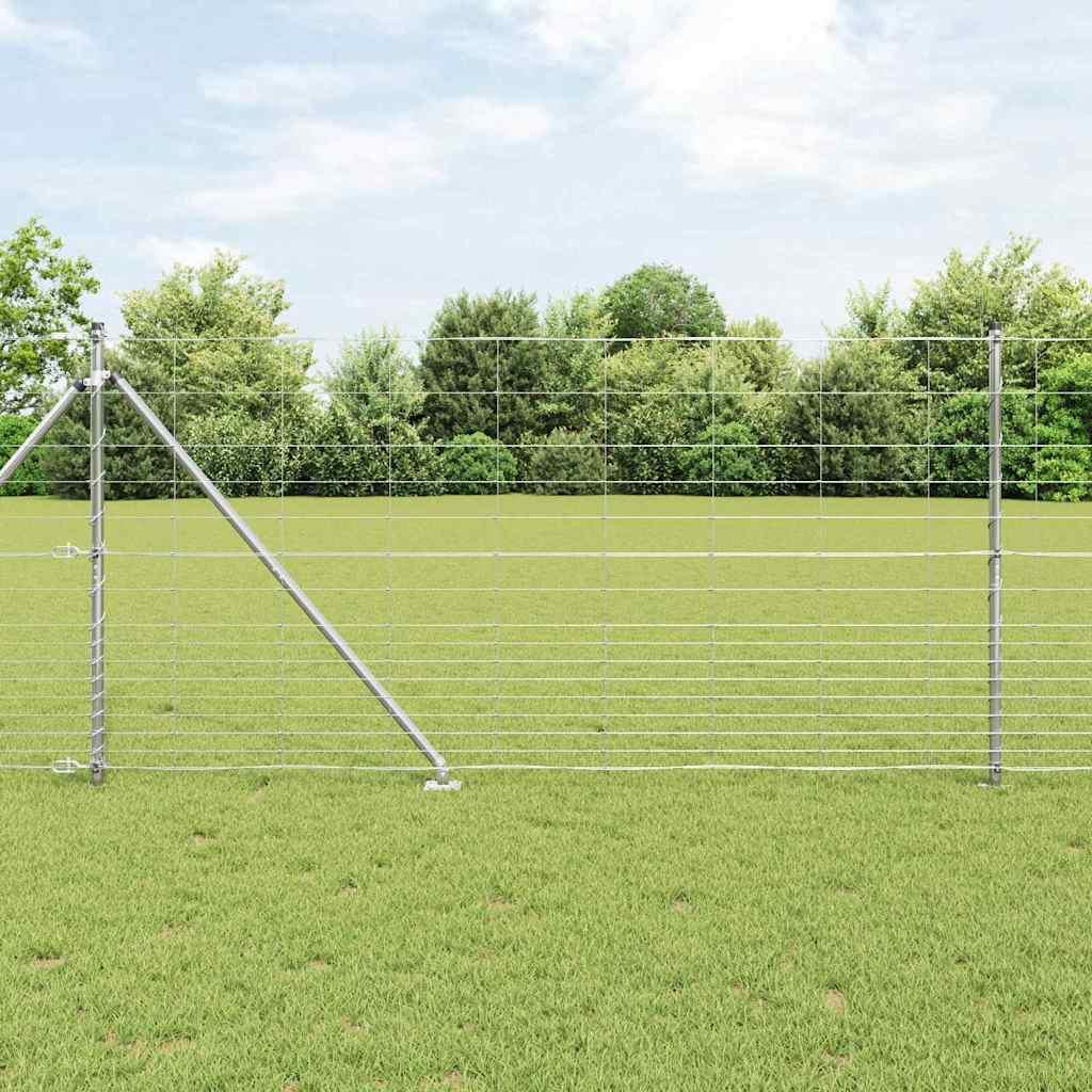 Markhæftet 1.2x25 m Galvaniseret stål&& Hegn stolper med skarpe 13 stk Ø32 mm 140 cm Galvaniseret stål