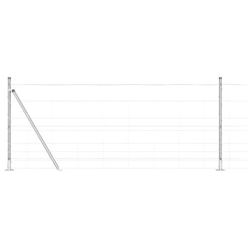Markhegn 1x25 m Galvaniseret stål&& Hegnestolper med baseplader 13 stk Ø32mm 110cm Galvaniseret stål