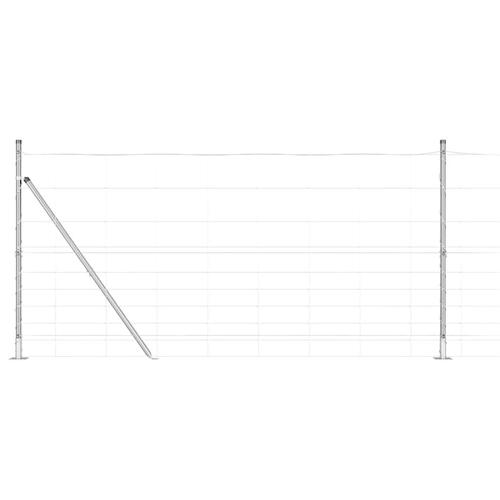 Markhegn 1.2x25 m Galvaniseret Stål&& Hejnsøjler med Baseplader 13 stk Ø32mm 68.5cm Galvaniseret Stål