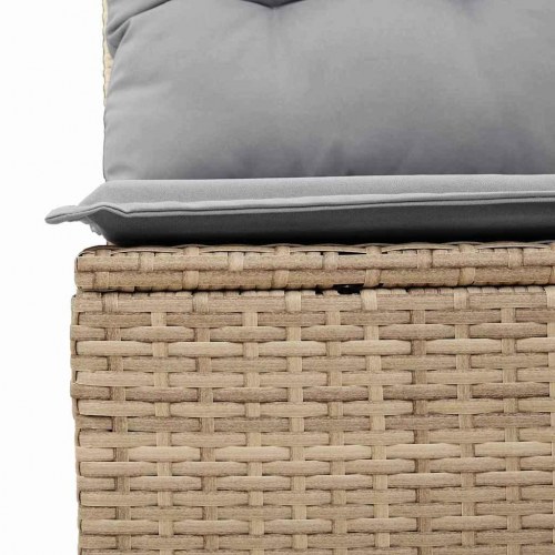 8 Stykke Havesofa Sæt Med Puder Beige Poly Rattan Akacietræ&& 3 Stykke Havespisestol Sæt Med Puder Beige Poly Rattan Akacietræ