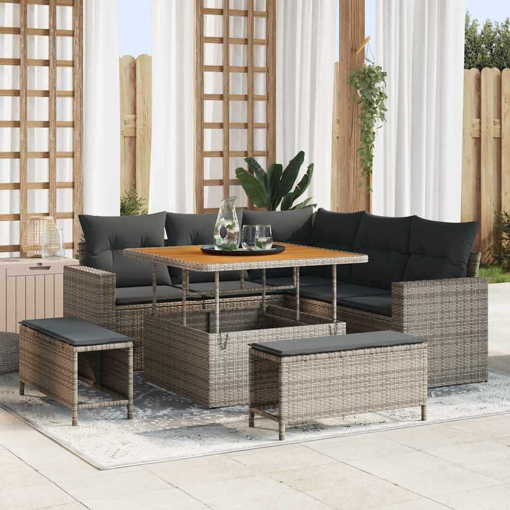 Havesofa Sæt med pude 8 stk Grå 100 x 100 x 71 cm billede