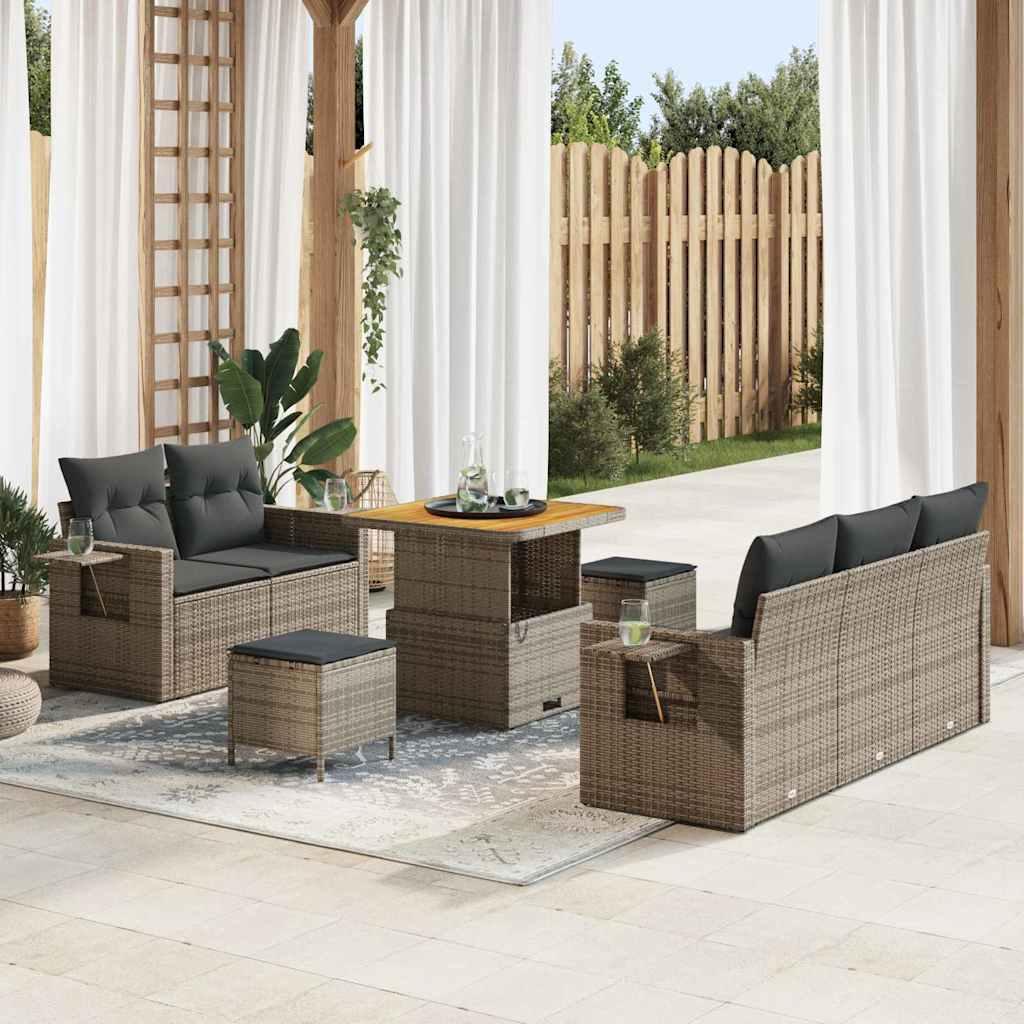 Havesofa Sæt med pude med opbevaring 8 stk Grå 80 x 80 x 71 cm billede