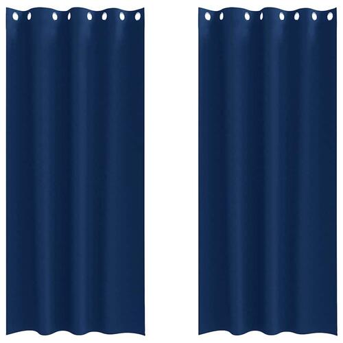 Gardiner med gardiner 2 stk Mørkeblå 225 x 140 cm Polyester