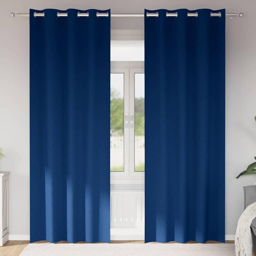 Mørklægningsgardiner Med Ringe 2 Dele 140 X - Mørkeblå / 260 cm / Øjer
