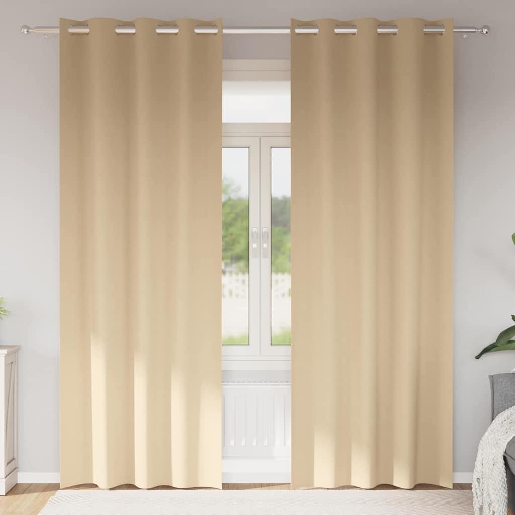 Mørklægningsgardiner Med Ringe 2 Dele 140 X - Creme / 260 cm / Øjer