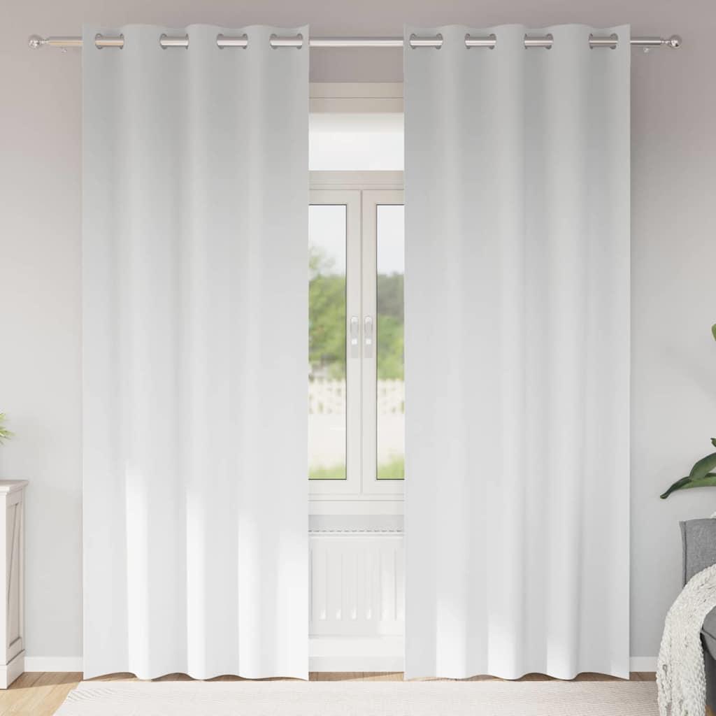 Mørklægningsgardiner med ringe - 2 stk, ren hvid 260 × 140 cm