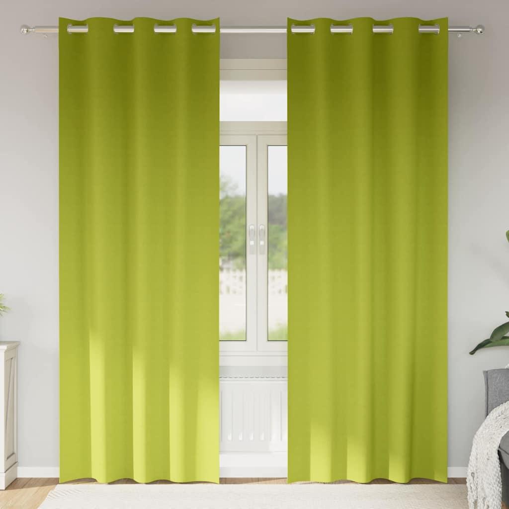 Mørklægningsgardiner med ringe - 2 stk, grøn, 245 × 140 cm billede