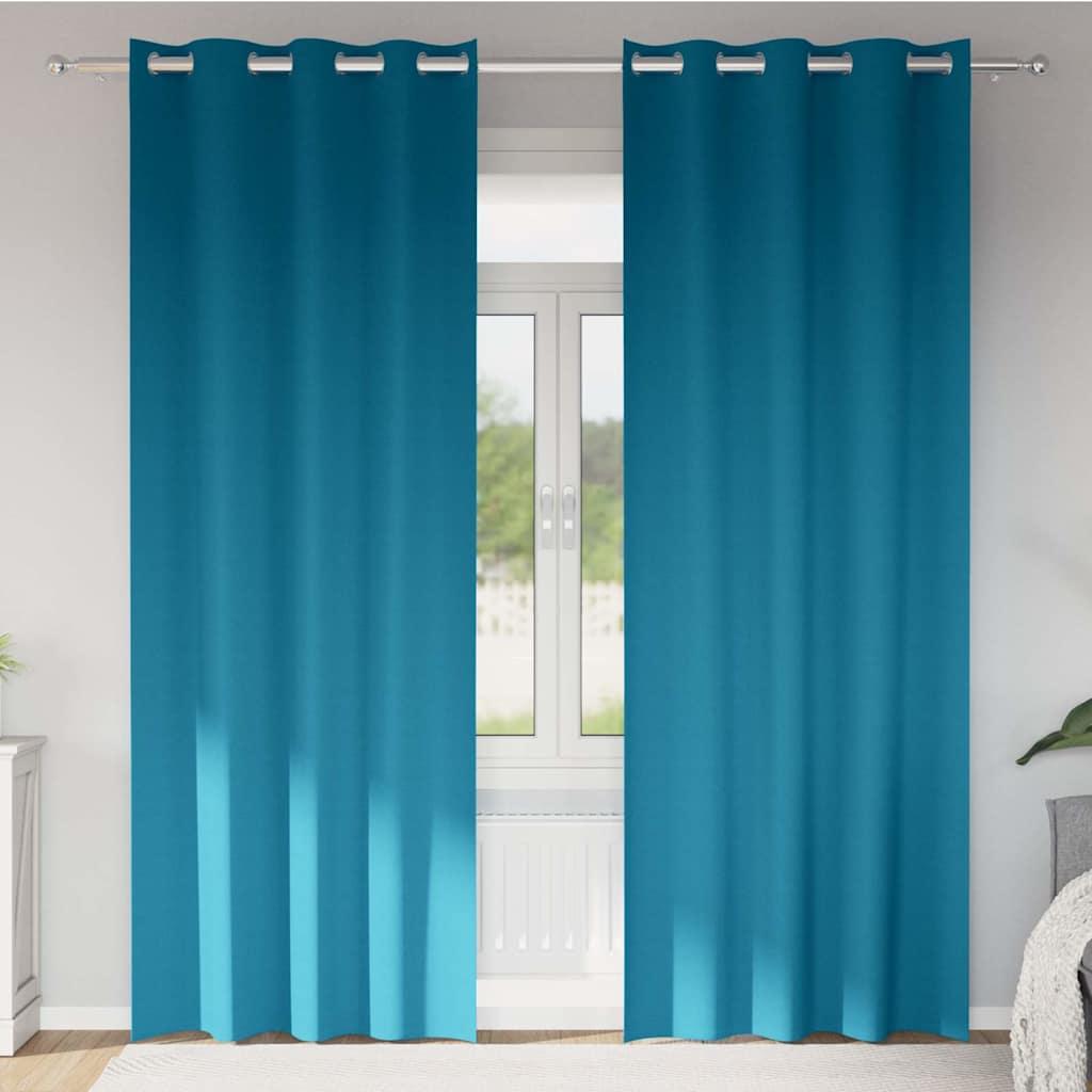 Mørklægningsgardiner med ringe - 2 stk, turkis, 245 × 140 cm