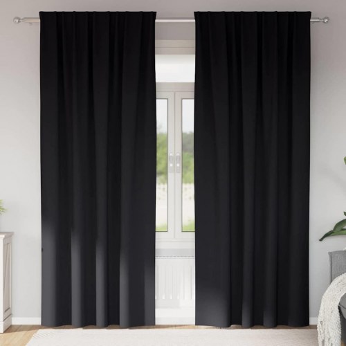 Gardiner med gardiner 2 stk Sort 260 x 140 cm Polyester
