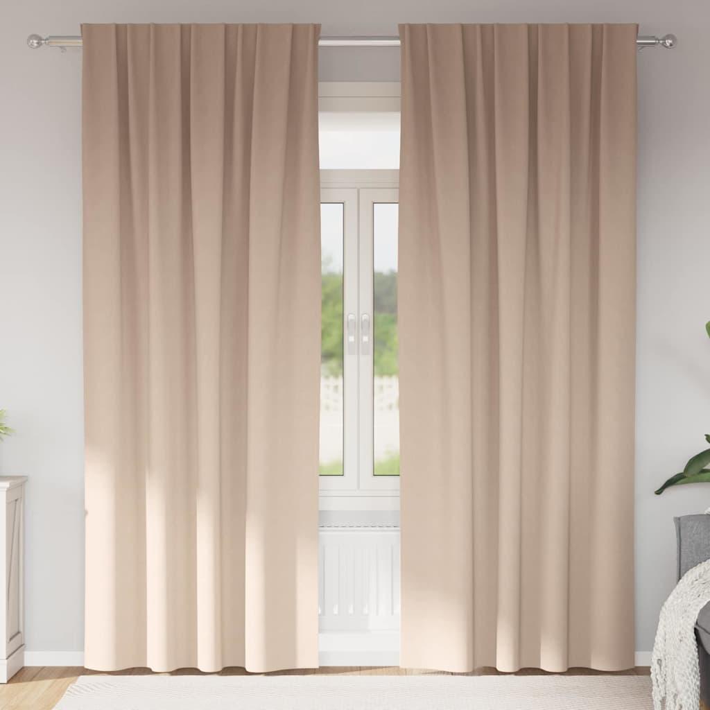 Mørklægningsgardiner med ringe - 2 stk, gråbrun, 245 × 140 cm