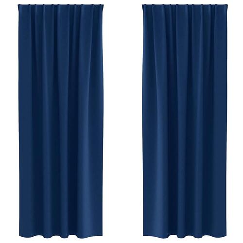 Gardiner med gardiner 2 stk Mørkeblå 225 x 140 cm Polyester