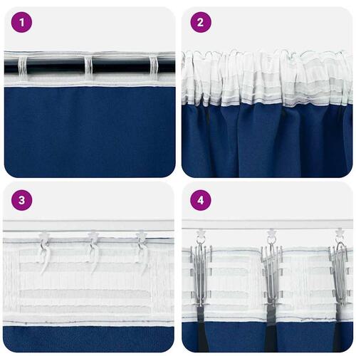 Gardiner med gardiner 2 stk Mørkeblå 225 x 140 cm Polyester