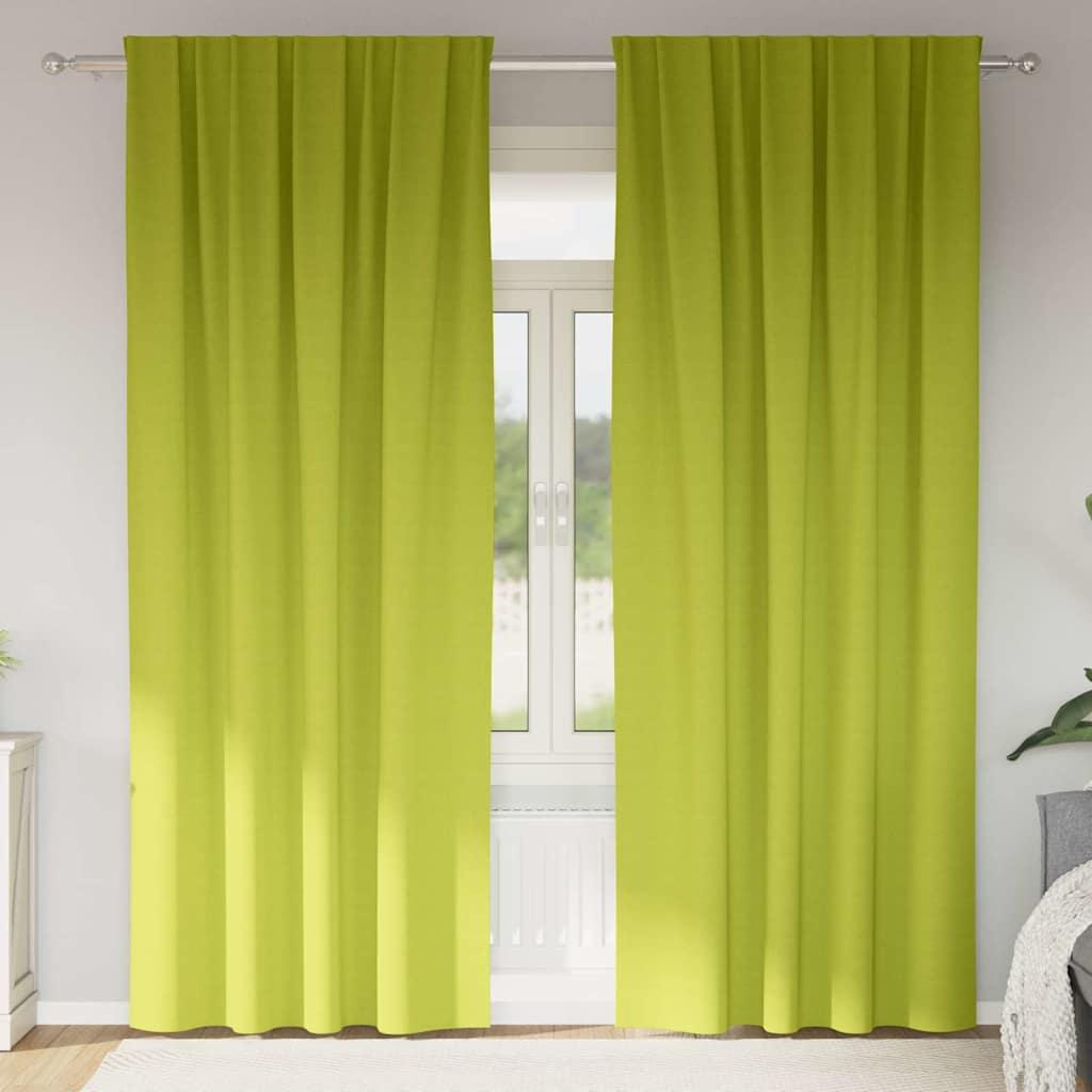 Mørklægningsgardiner med ringe - 2 stk, grøn 245 × 140 cm